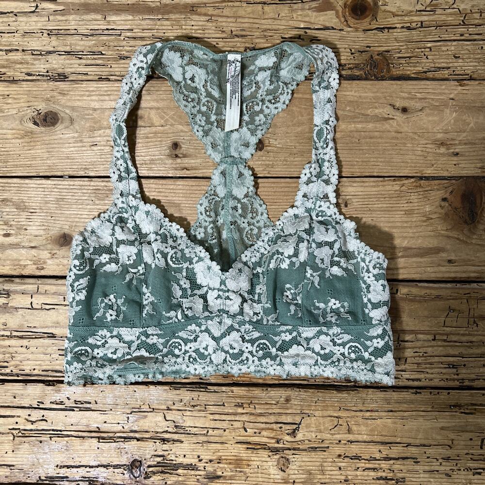 Free People Women’s Size M Green White Lace Bralette